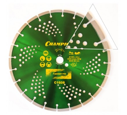 Диск алмазный Champion гранит PRO 350/25,4/10 Laser Granitek (C1608) 